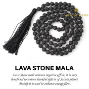 Lava Mala Necklace 108 Mala Beads, 108 Prayer Beads, Buddhist Meditation Mala - Akshay Gems