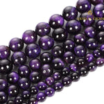 Load image into Gallery viewer, Purple Tiger Eye Round Beads Healing Gemstone Loose Beads

