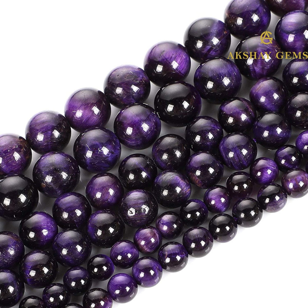 Purple Tiger Eye Round Beads Healing Gemstone Loose Beads