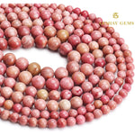 Load image into Gallery viewer, Pink Rhodonite Round Beads String
