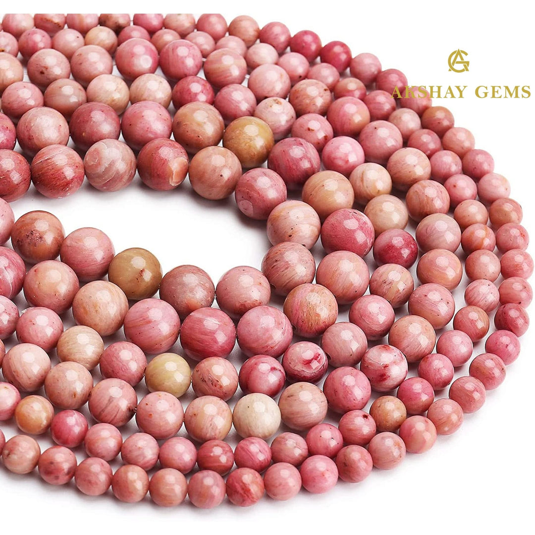 Pink Rhodonite Round Beads String
