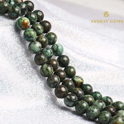 Natural African Turquoise Round Beads String - Akshay Gems