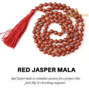 Red Jasper Mala Necklace 108 Mala Beads, 108 Prayer Beads, Buddhist Meditation Mala - Akshay Gems