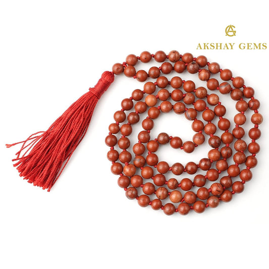 Red Jasper Mala Necklace 108 Mala Beads, 108 Prayer Beads, Buddhist Meditation Mala