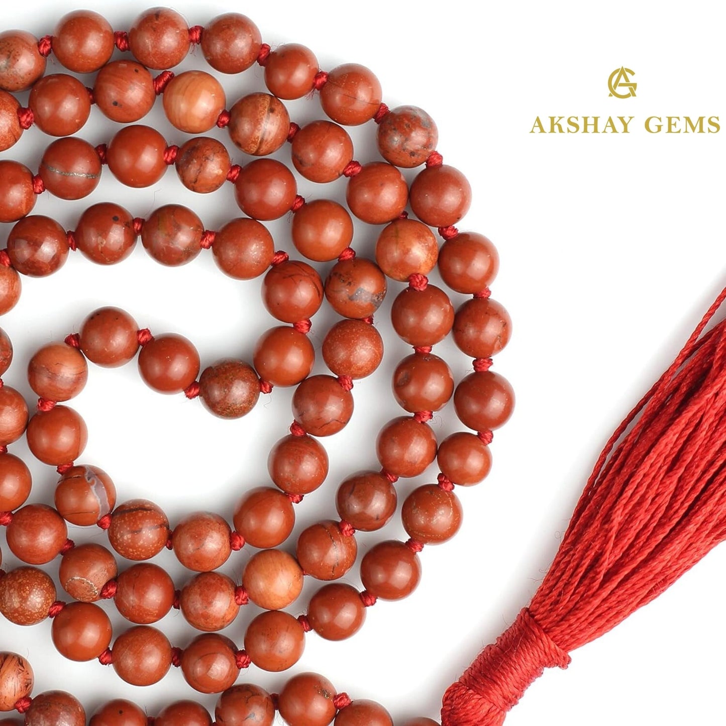 Red Jasper Mala Necklace 108 Mala Beads, 108 Prayer Beads, Buddhist Meditation Mala