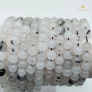 Natural Black Rutile B Grade Quartz String - Akshay Gems