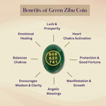 Load image into Gallery viewer, Green Jade Zibu Coin – Pack of 2 Pcs | Angelic Symbol + Grabovoi Code
