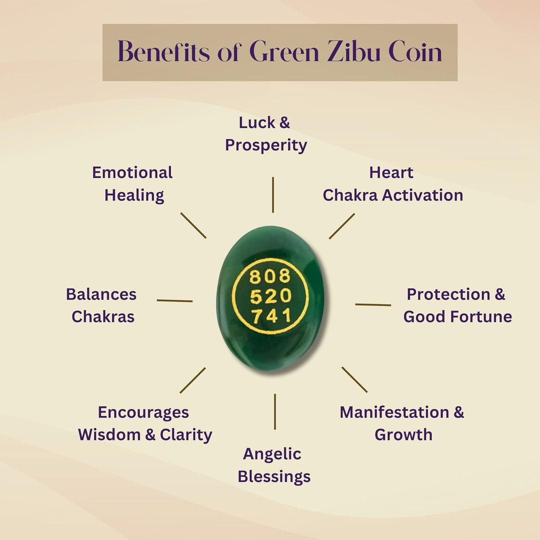 Green Jade Zibu Coin – Pack of 2 Pcs | Angelic Symbol + Grabovoi Code