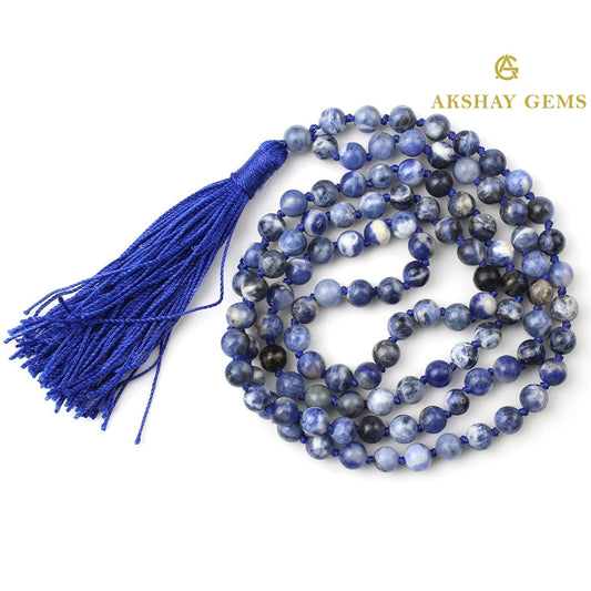 Sodalite Mala Necklace 108 Mala Beads, 108 Prayer Beads, Buddhist Meditation Mala