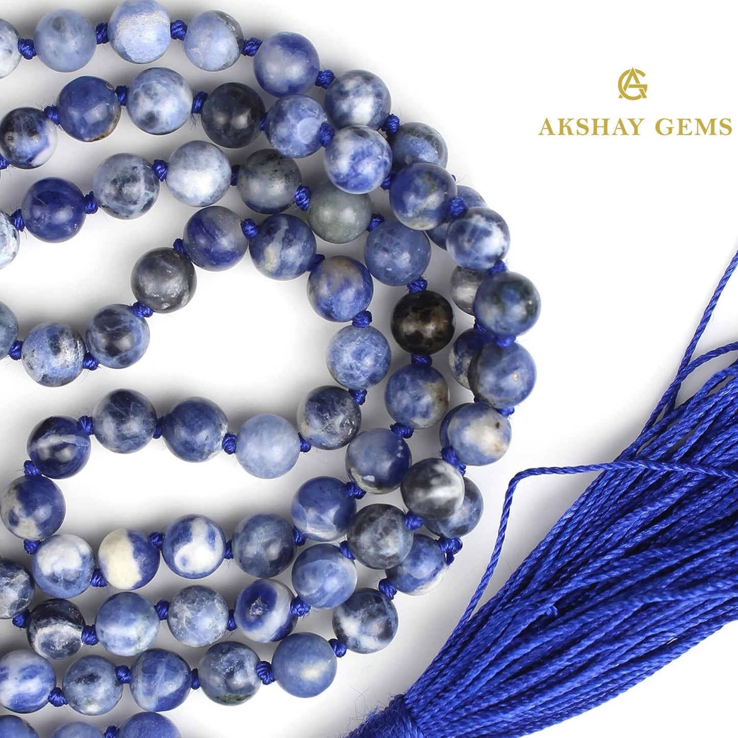 Sodalite Mala Necklace 108 Mala Beads, 108 Prayer Beads, Buddhist Meditation Mala