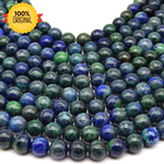 गैलरी व्यूअर में छवि लोड करें, लैपिस क्राइसोकोला (अज़ुराइट) गोल मोती हीलिंग रत्न ढीले मोती