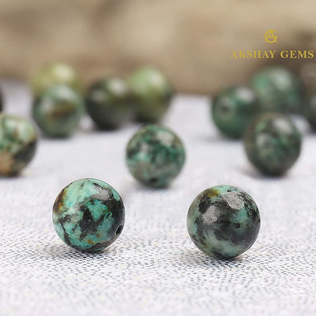 Natural African Turquoise Round Beads String