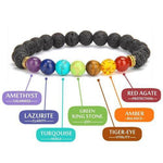 Load image into Gallery viewer, 7 Chakra + lava Bracelet
