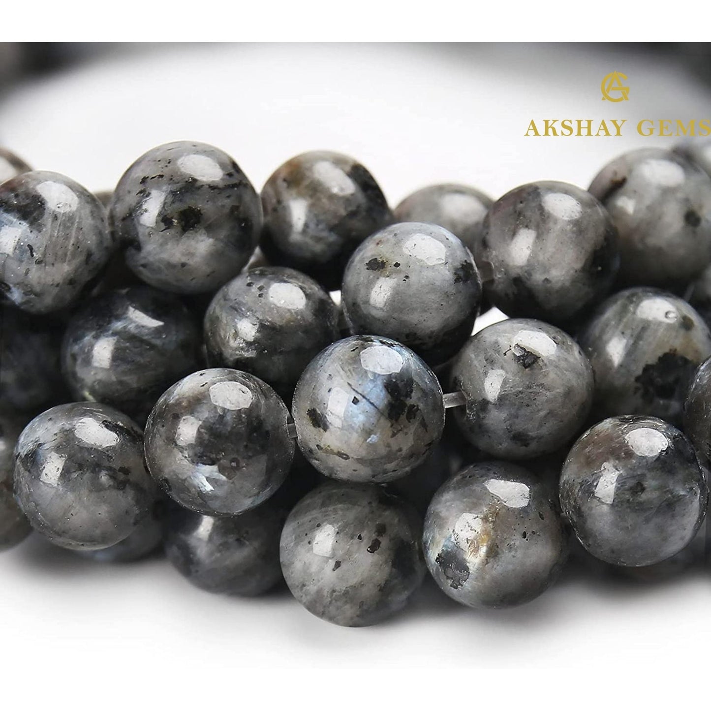 Larvikite Round Beads Healing Gemstone Loose Beads