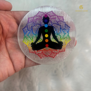 Selenite Coaster with 3D 7chakra Symbol - Akshay Gems
