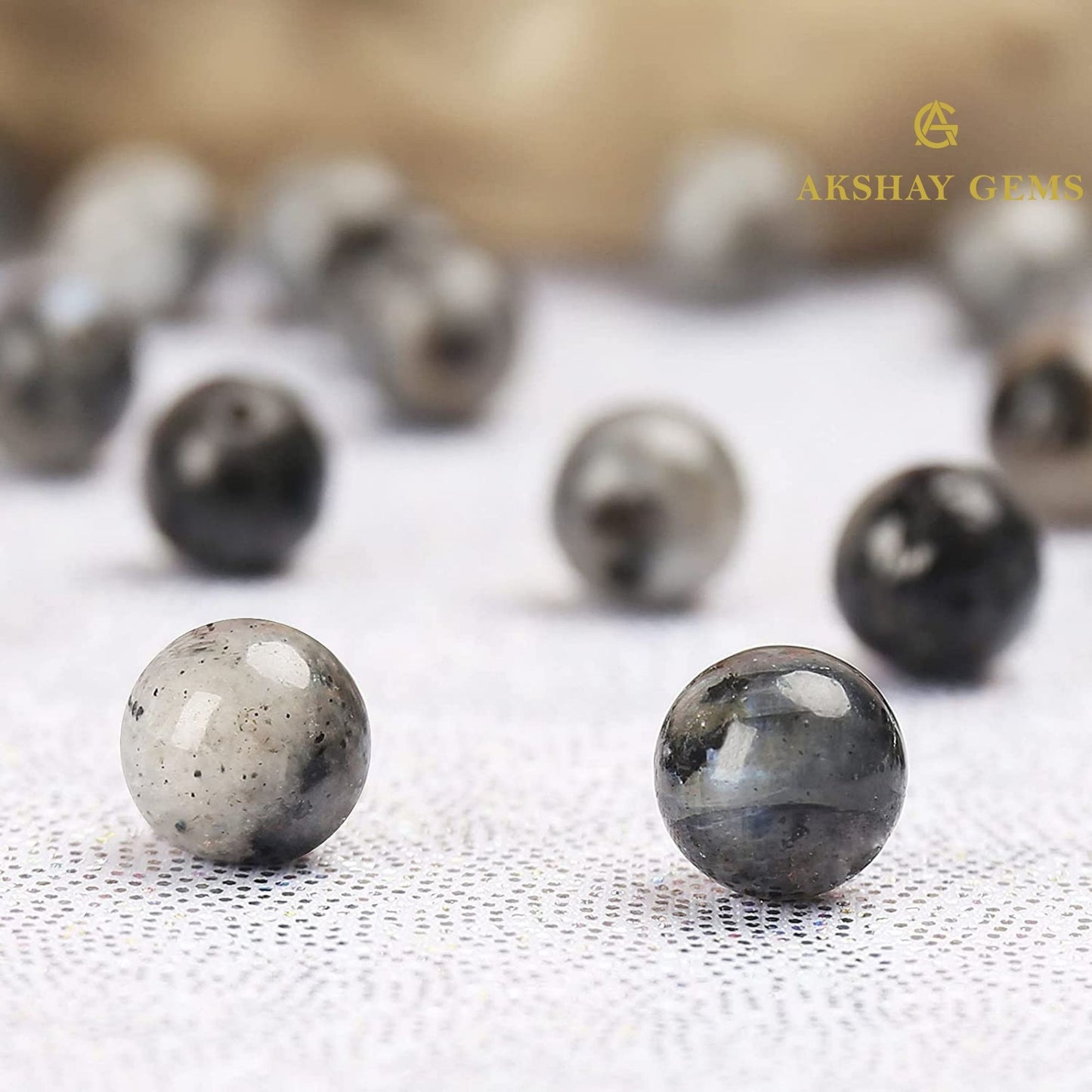 Larvikite Round Beads Healing Gemstone Loose Beads