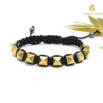 Load image into Gallery viewer, Golden Pyrite Pyramid Braided Bracelet
