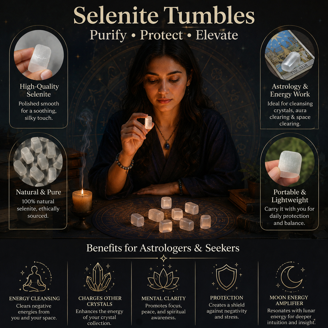 Natural Selenite Tumble Stones – Polished Healing Crystal for Decor, Reiki & Meditation
