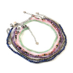 Load image into Gallery viewer, Set of 6 Natural Small Beads Stone Anklet – 3mm Faceted Crystal Beads (9”)
