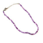 Load image into Gallery viewer, Set of 6 Natural Small Beads Stone Anklet – 3mm Faceted Crystal Beads (9”)
