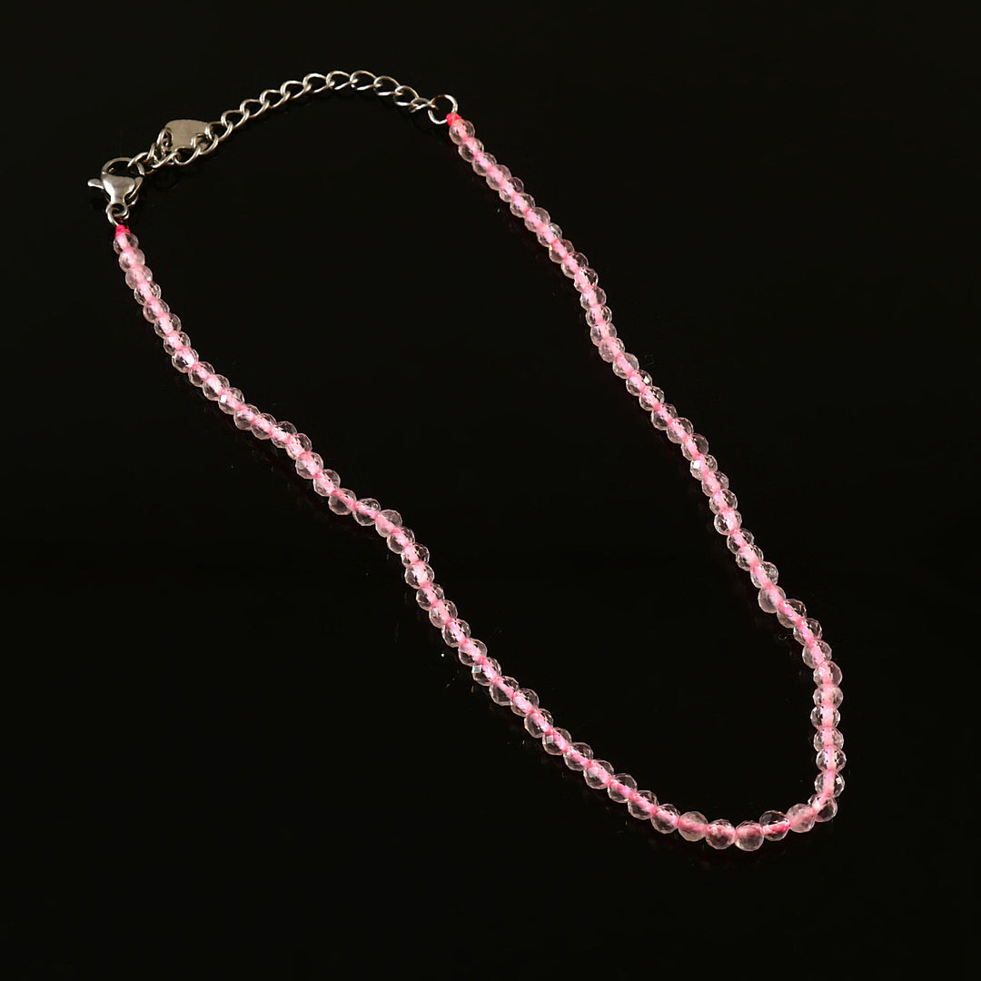 Set of 6 Natural Small Beads Stone Anklet – 3mm Faceted Crystal Beads (9”)