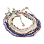 Load image into Gallery viewer, Set of 6 Natural Small Beads Stone Bracelets – 3mm Faceted Crystal Beads (Amethyst, Rose Quartz, Pyrite, Lapis, Green Aventurine &amp; Multi Tourmaline)
