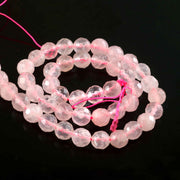 8mm Faceted Rose Quartz Beads String – Natural Pink Crystal Round Cut for Jewellery Making (Wholesale)