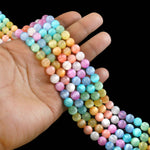 गैलरी व्यूअर में छवि लोड करें, 8mm Multicolor Selenite Beads String – Natural Cat’s Eye Finish Round Beads for Jewellery Making (Wholesale)