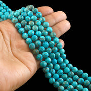 8mm Faceted South African Turquoise Beads String – Blue Green Round Gemstone for Jewellery Making (Wholesale)