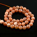 Load image into Gallery viewer, 8mm Faceted Sunstone Beads String – Natural Peach Orange Gemstone Round Beads for Jewellery Making (Wholesale)