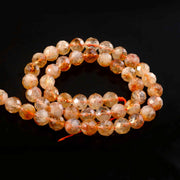 8mm Faceted Natural Citrine Beads String – Round Citrine Gemstone for Jewellery Making (Wholesale)