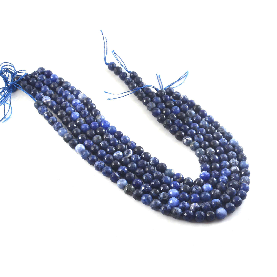 8mm Faceted Blue Sodalite Beads String – Natural Sodalite Round Beads for Jewellery Making (Wholesale)