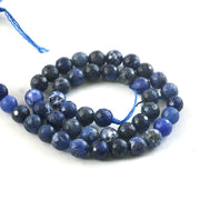 8mm Faceted Blue Sodalite Beads String – Natural Sodalite Round Beads for Jewellery Making (Wholesale)