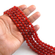 8mm Faceted Red Onyx Beads String – Natural Red Onyx Round Beads for Jewellery Making (Wholesale)