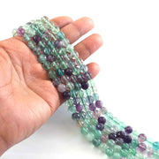 8mm Faceted Multi Fluorite Beads String – Natural Green Purple Fluorite Round Beads for Jewellery Making (Wholesale)