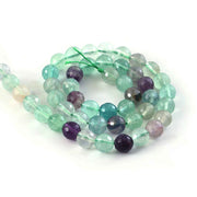 8mm Faceted Multi Fluorite Beads String – Natural Green Purple Fluorite Round Beads for Jewellery Making (Wholesale)