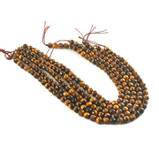 8mm Faceted Tiger Eye Beads String – Natural Golden Brown Tiger Eye Round Beads for Jewellery Making (Wholesale)
