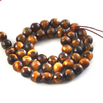 Load image into Gallery viewer, 8mm Faceted Tiger Eye Beads String – Natural Golden Brown Tiger Eye Round Beads for Jewellery Making (Wholesale)