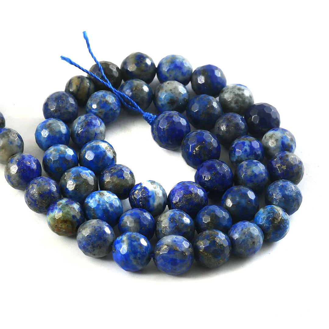 8mm Faceted Lapis Lazuli Beads String – Natural Deep Blue Lapis Round Beads for Jewellery Making (Wholesale)