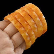 Yellow Quartz Pyramid Bracelet – Natural Golden Quartz Stretch Bracelet for Healing & Jewellery (Wholesale)