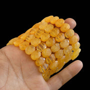 Citrine Oval Beads Bracelet | Golden Yellow Crystal Bracelet | Smooth Oval Stretch Bracelet for Jewellery