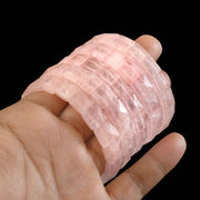 Natural Rose Quartz Pyramid Bracelet | Soft Pink Crystal Stretch Bracelet | Geometric Cut Healing Jewellery