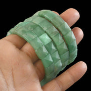 Natural Green Aventurine Pyramid Bracelet | Light Green Crystal Stretch Bracelet | Geometric Cut Healing Jewellery