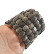 Natural Golden Obsidian Oval Bracelet – Black Sheen Faceted Oval Gemstone Stretch Bracelet for Men & Women (Wholesale)