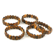Tiger Eye Gemstone Bracelet – Natural Brown Golden Faceted Rectangle Beads Stretch Bracelet for Men & Women (Wholesale)