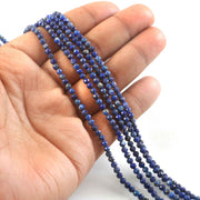 3mm Natural Lapis Lazuli Faceted Beads String – Deep Blue Round Gemstone Loose Beads for Jewellery Making (Wholesale)