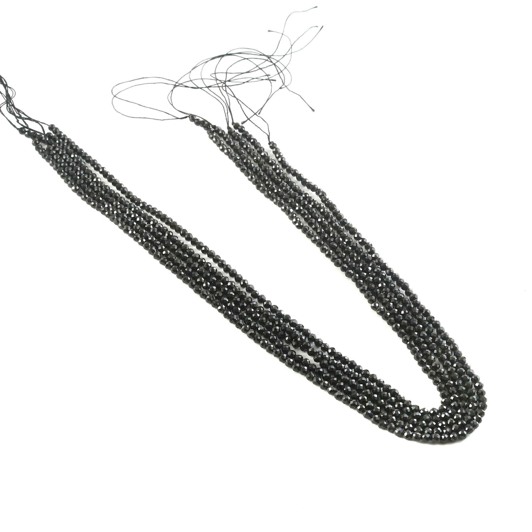 3mm Natural Black Spinel Faceted Beads String – Jet Black Round Gemstone Loose Beads for Jewellery Making (Wholesale