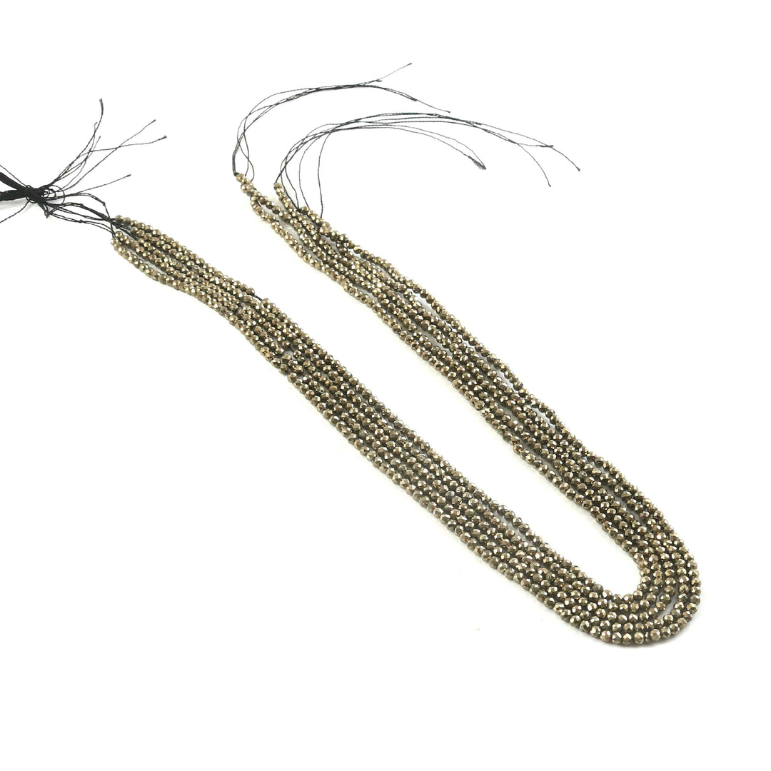 3mm Natural Pyrite Faceted Beads String – Metallic Gold Round Gemstone Loose Beads for Jewellery Making (Wholesale)