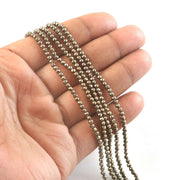 3mm Natural Pyrite Faceted Beads String – Metallic Gold Round Gemstone Loose Beads for Jewellery Making (Wholesale)