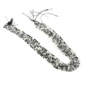 3mm Natural Black Rutile Quartz Faceted Beads String – Grey Clear Round Gemstone Loose Beads for Jewellery Making (Wholesale)